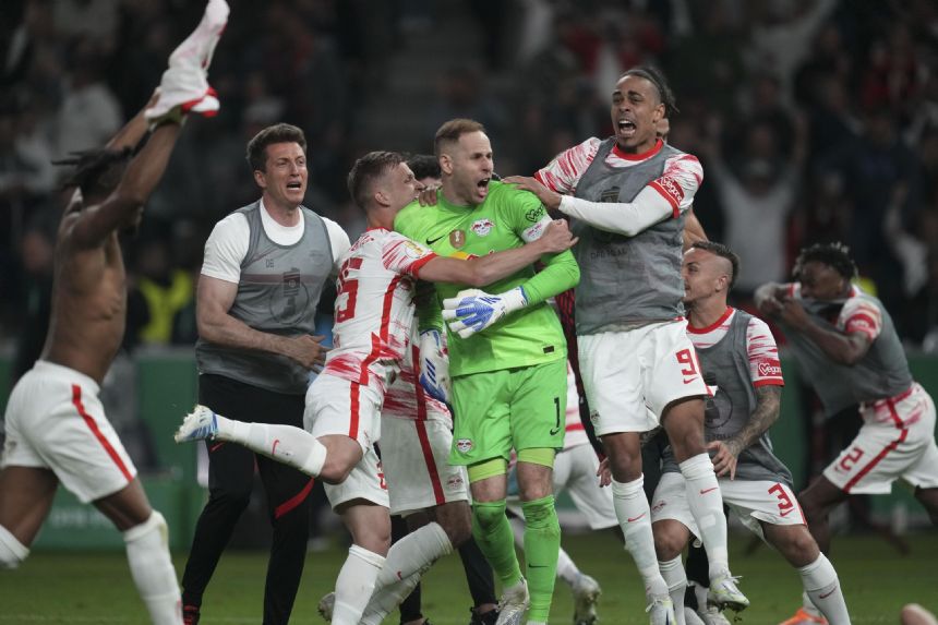 Leipzig beats Freiburg 4-2 on penalties in German Cup final