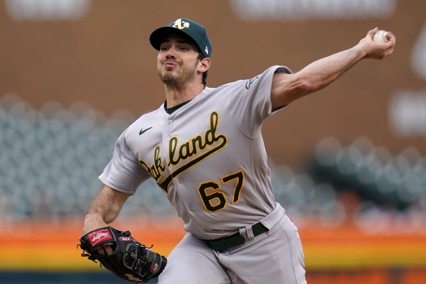 Logue pitches gem in 2nd start, A's pound Tigers 9-0