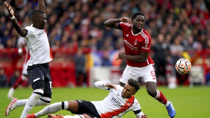 Luton fights back from 2-goal deficit to draw 2-2 at Nottingham Forest in Premier League