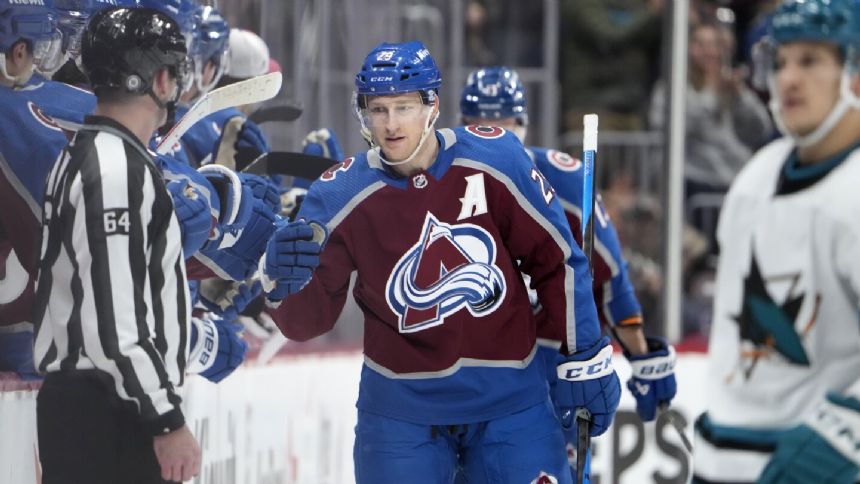 MacKinnon has 2 goals and 2 assists as Avalanche beat Sharks 6-2
