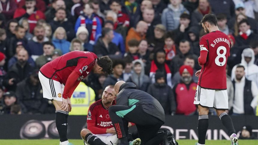 Man United's Christian Eriksen injured in Premier League game against Luton