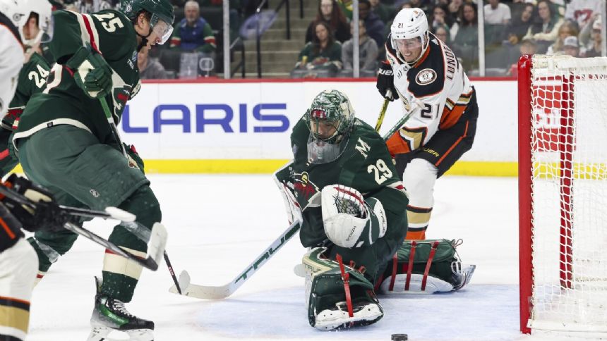 Marc-Andre Fleury posts his 75th career shutout as the Minnesota Wild beat the Anaheim Ducks 2-0