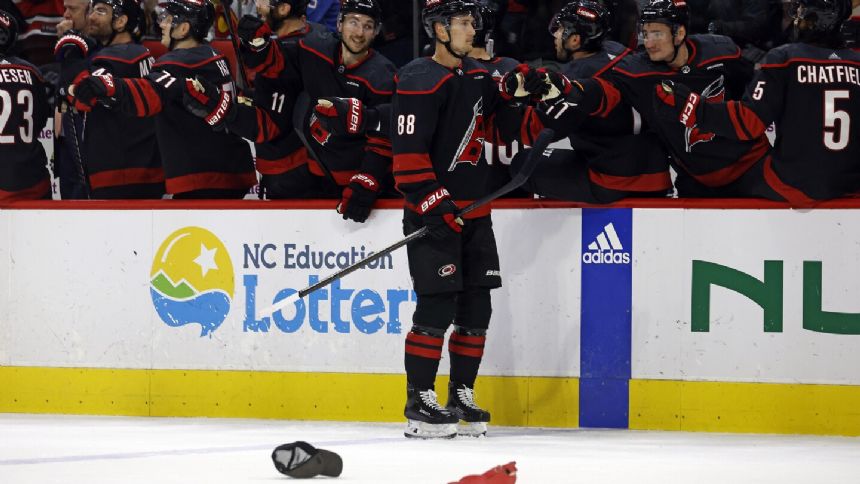 Martin Necas' first hat trick carries Hurricanes past Avalanche 5-2