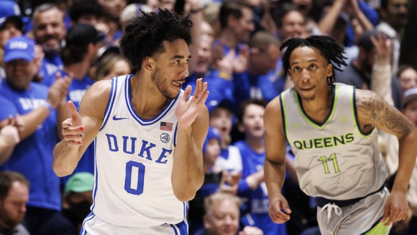 McCain continues hot shooting with 24 points, No. 16 Duke beats Queens 106-69