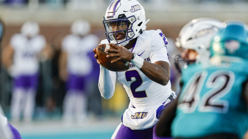 McCloud throws career-high 5 TD passes, No. 24 James Madison beats Coastal Carolina 56-14