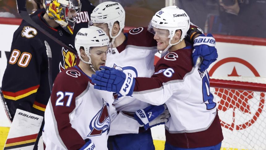 Mikko Rantanen extends point streak to 10 games with four more as Avs beat Flames 6-2