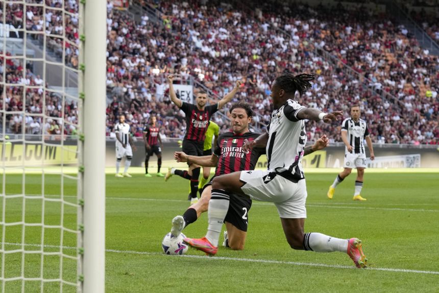 Milan opens Serie A season with 4-2 win over Udinese
