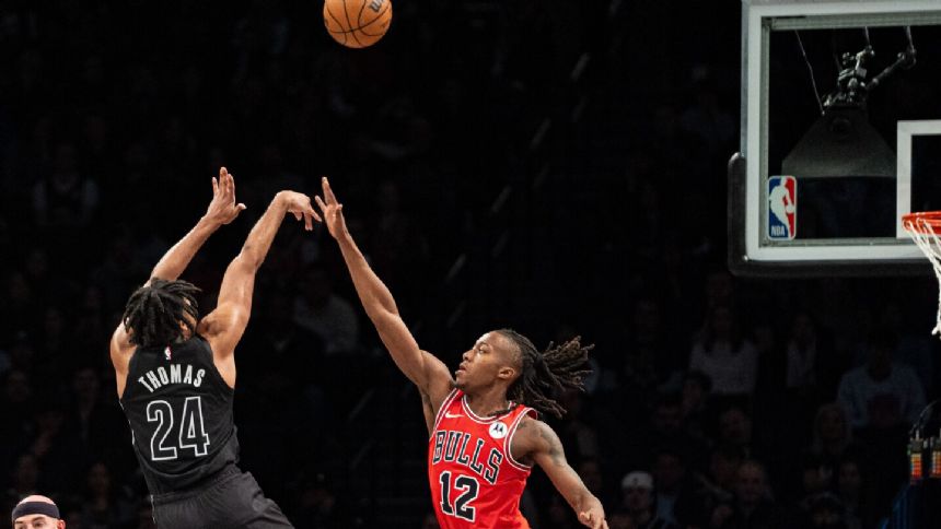Nets tie NBA record with 18 3-pointers in a half, beat Bulls 125-108