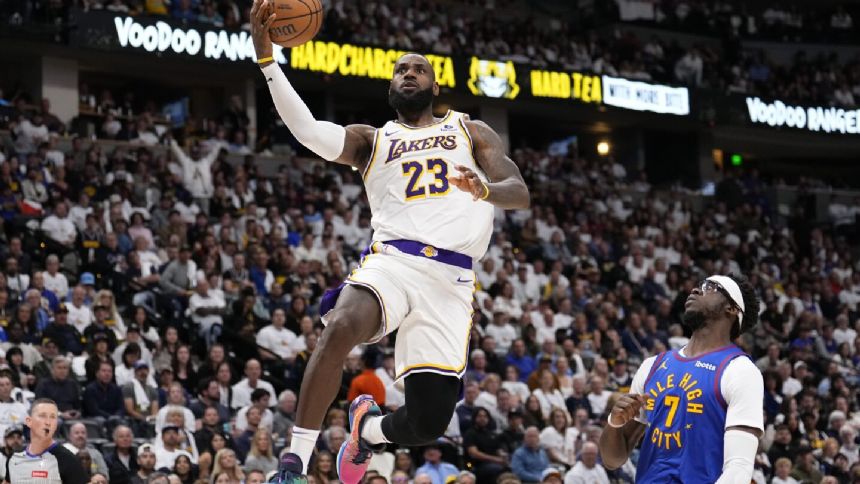 Nikola Jokic leads NBA champ Denver Nuggets past LeBron James and Lakers 114-103 in playoff opener