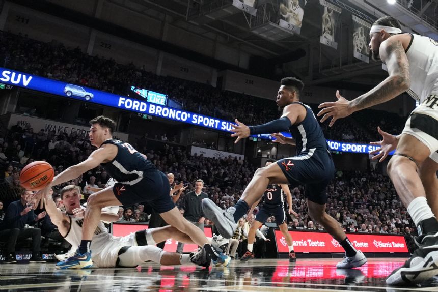 No. 10 Virginia holds off Wake Forest 76-67 for ACC road win