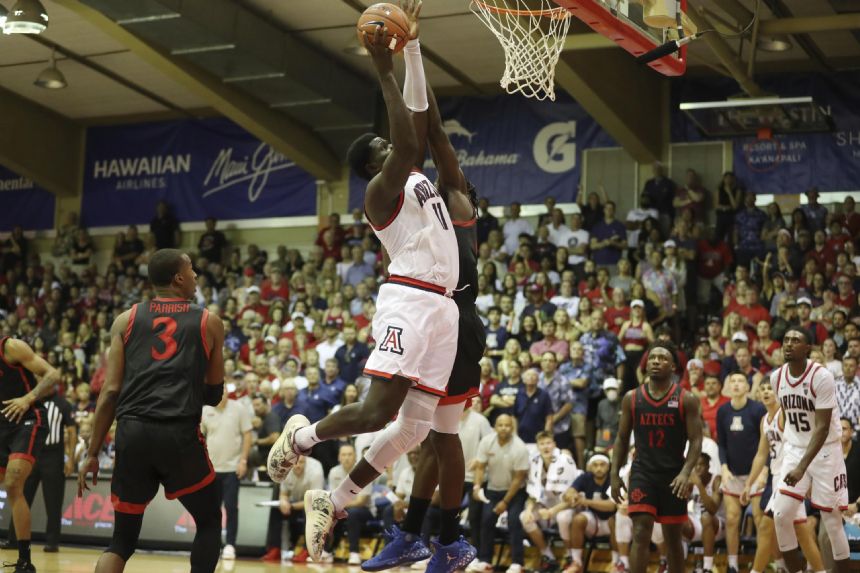 No. 14 Arizona beats No. 17 San Diego State 87-70 in Maui