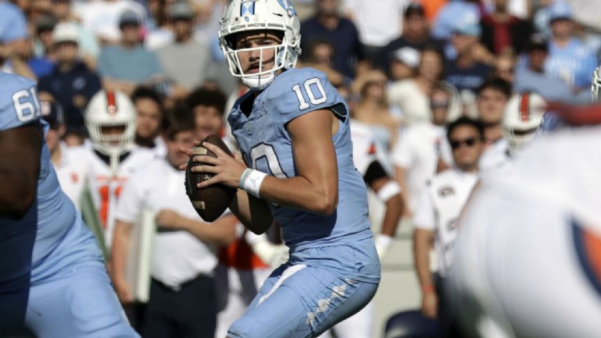 No. 14 North Carolina in full control with Maye accounting for 4 touchdowns in 40-7 win over Orange