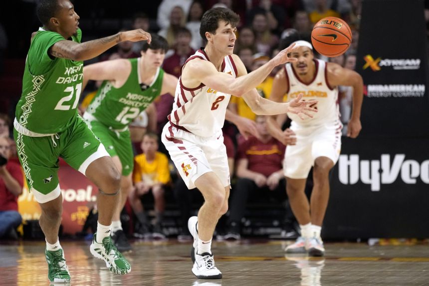 No. 23 Iowa State pulls away from North Dakota 63-44