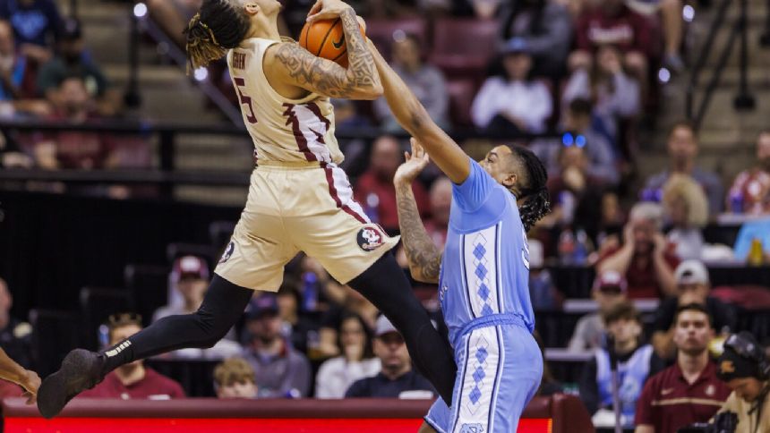 No. 3 North Carolina holds off Florida State 75-68 to extend win streak to 10 games