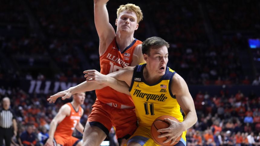 No. 4 Marquette beats No. 23 Illinois 71-64 behind 24 points from Tyler Kolek
