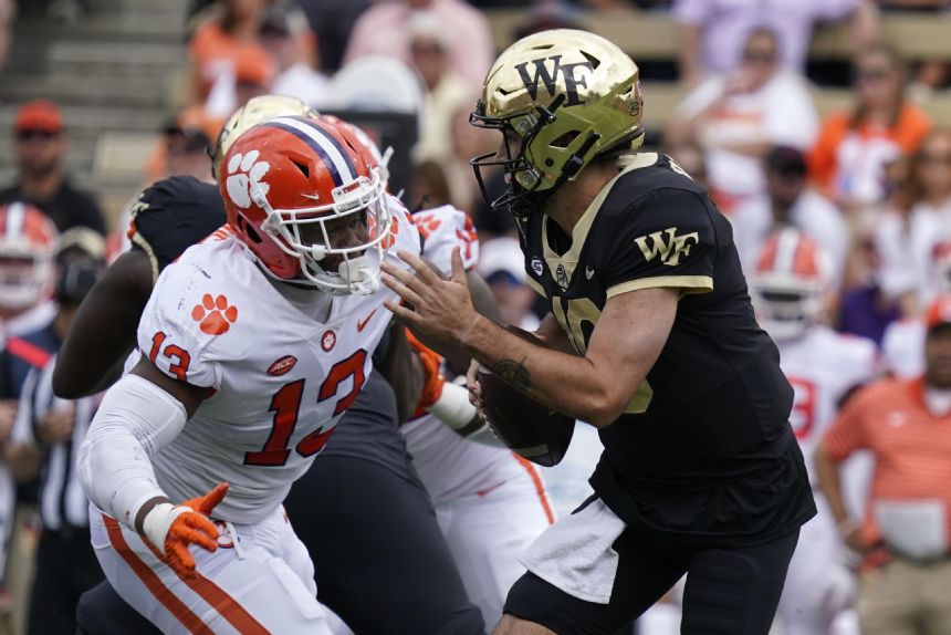 No. 5 Clemson hangs on, tops No. 21 Wake Forest 51-45 in 2OT