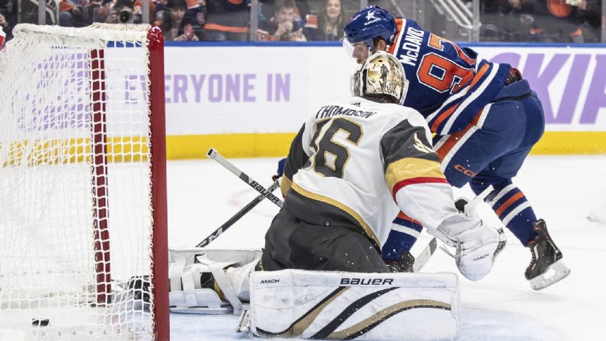Oilers edge Golden Knights 5-4 in a shootout for third straight win