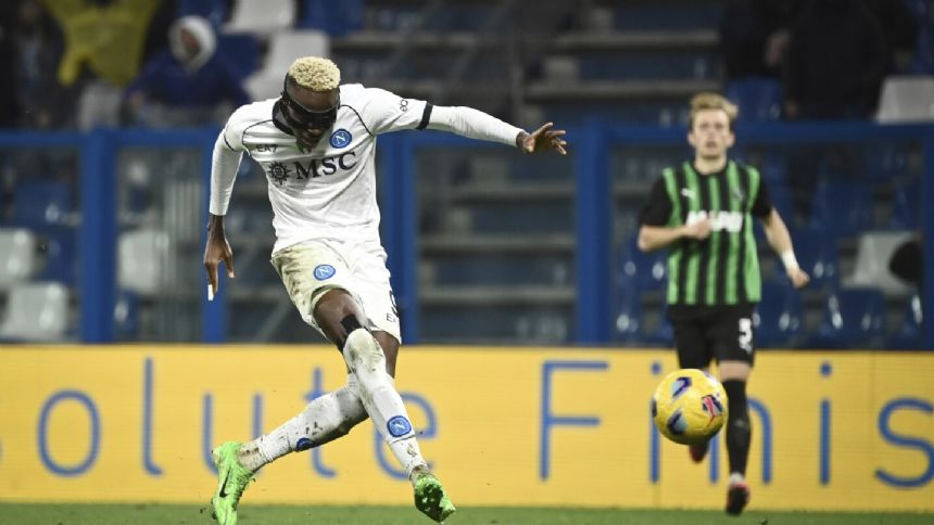 Osimhen scores a hat trick as struggling Serie A champion Napoli routs Sassuolo 6-1