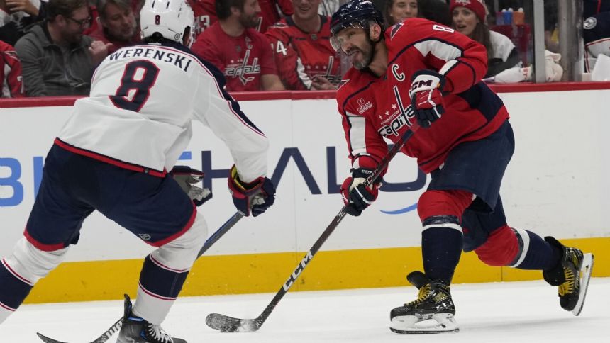 Ovechkin scores his 827th goal as the Capitals hand the Blue Jackets their 8th consecutive loss