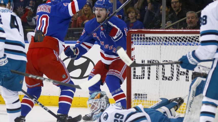 Panarin has 3 goals and 1 assist, Quick wins again as Rangers edge Sharks 6-5