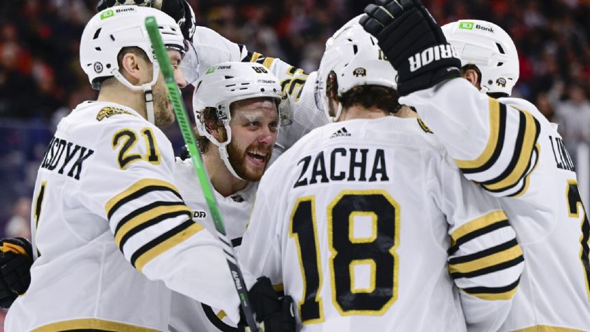 Pastrnak leads the Bruins to a 6-2 rout of the Flyers