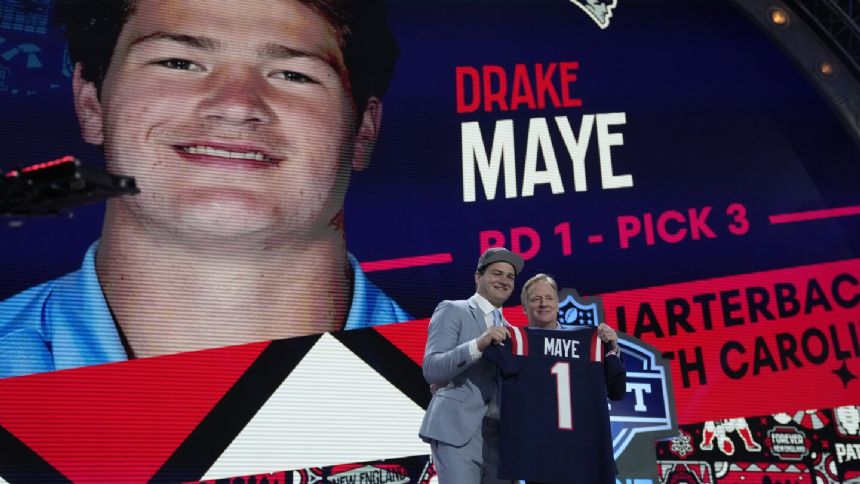 Patriots select quarterback Drake Maye with No. 3 pick in NFL draft