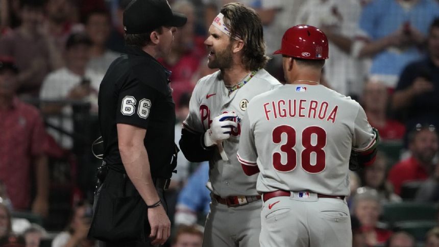 Phillies Bryce Harper ejected after throwing his bat in frustration vs. Cardinals