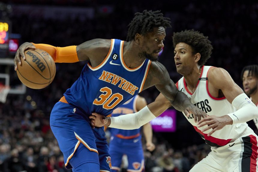 Quickley leads rally and Knicks beat Trail Blazers 123-107