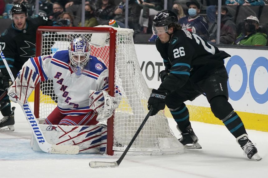Rangers' Shesterkin shuts out Sharks 3-0 in return to lineup