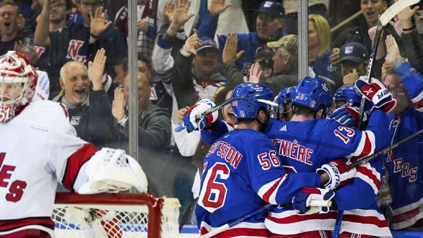 Rangers stay undefeated in the playoffs, win Game 1 over the Hurricanes 4-3