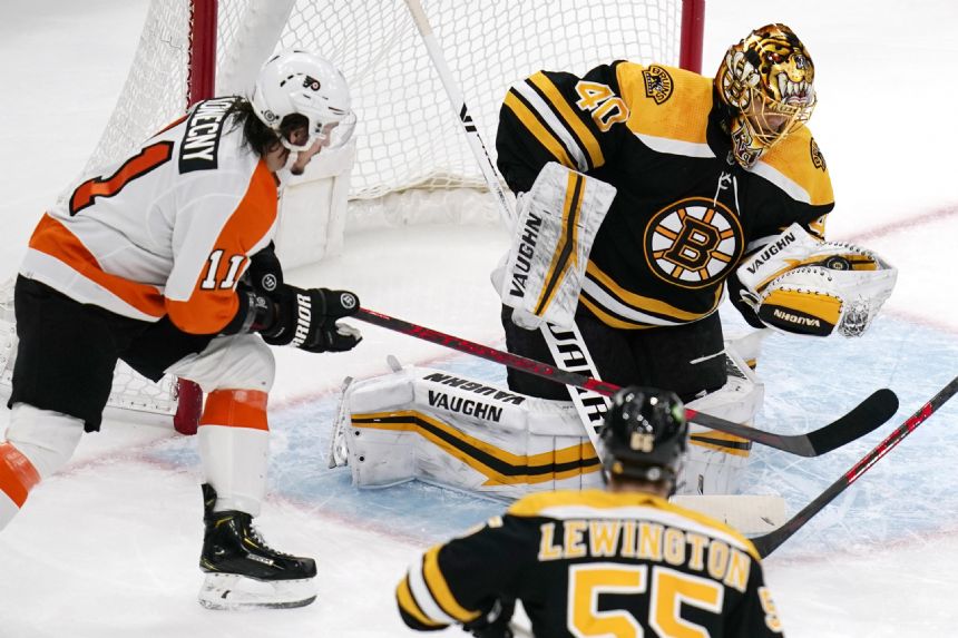 Rask wins return, Pastrnak nets hat trick, Bruins top Flyers