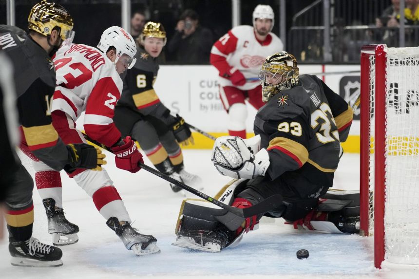 Red Wings snap 3-game skid with 3-2 win over Golden Knights