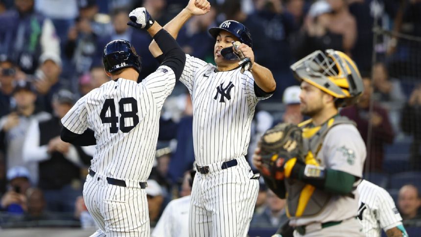 Rizzo's 2-run homer in 4-run first leads Yankees over Athletics 4-3