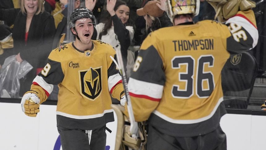 Rookie Brendan Brisson's 1st career goal gives Golden Knights 3-2 win over the Penguins
