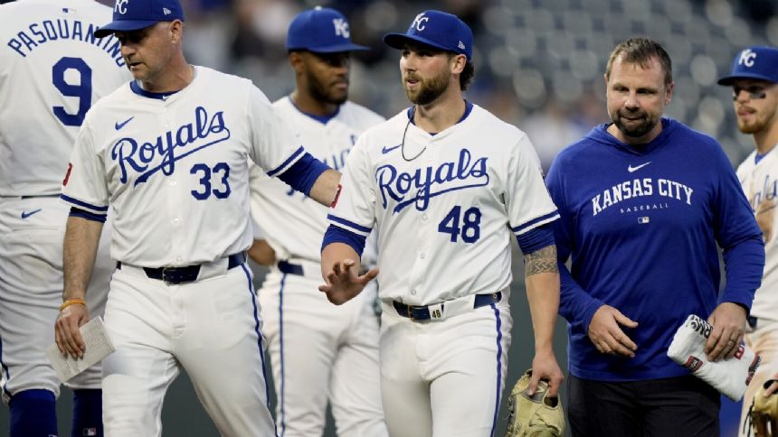 Royals' Alec Marsh hit on throwing arm by line drive, leaves in 5th against Blue Jays