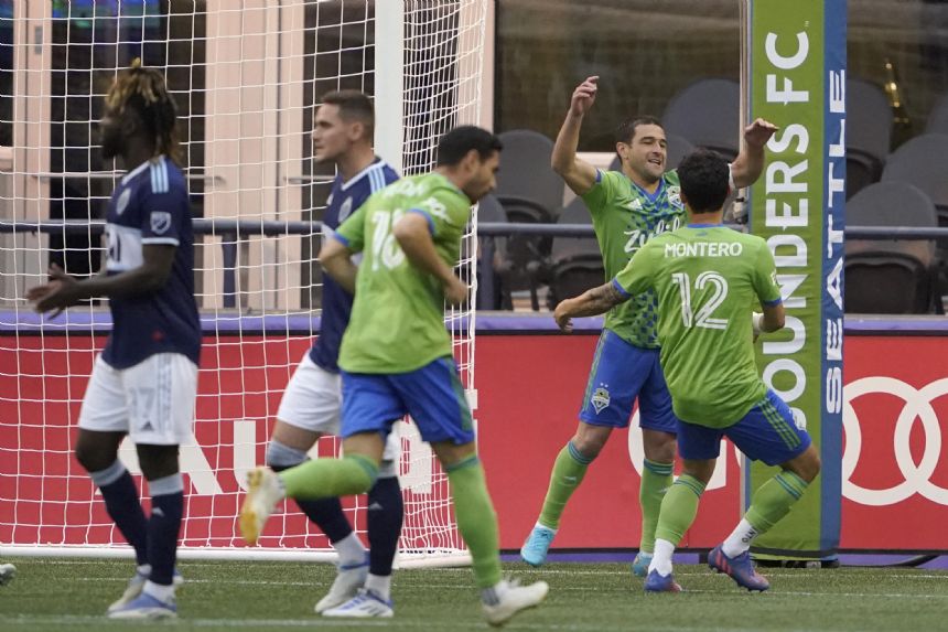 Ruidiaz scores 2 goals, Seattle beats Vancouver 4-0