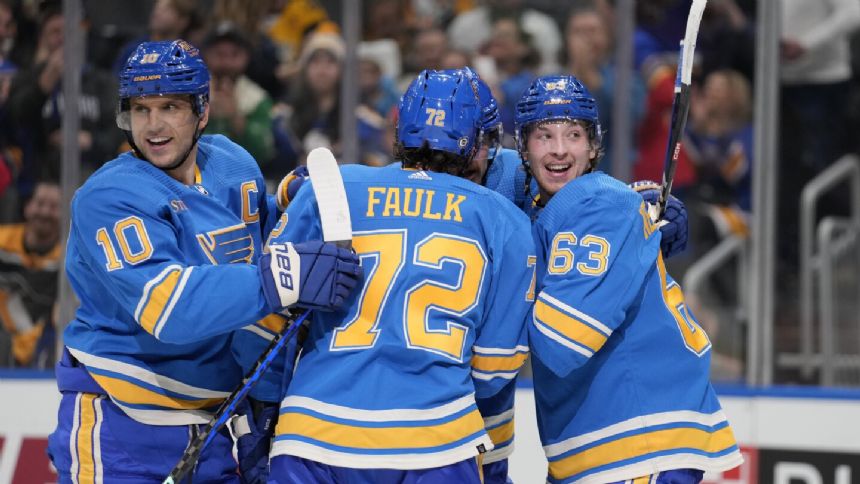 Saad scores twice as Blues beat Penguins 4-2