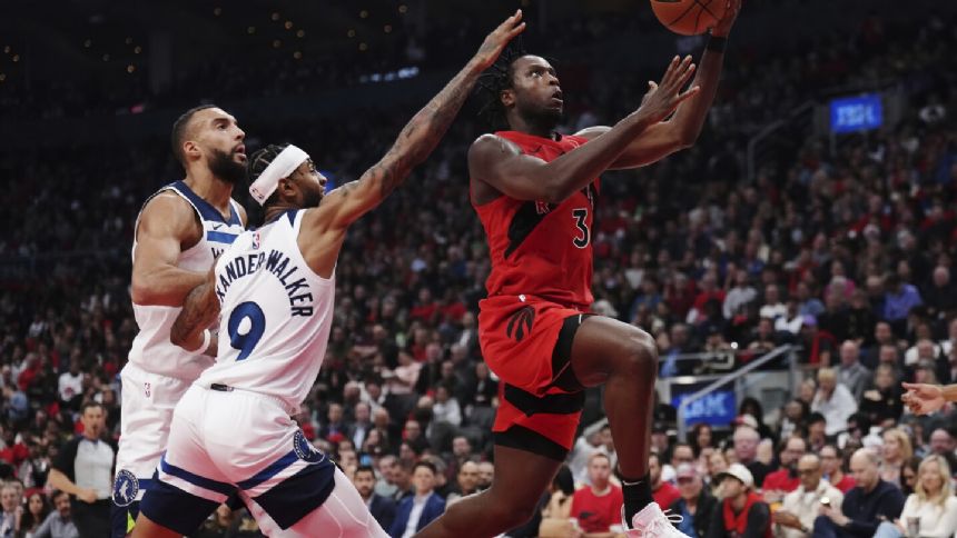 Schroder scores 22, Anunoby has 20 as Raptors beat Timberwolves 97-94 in season opener