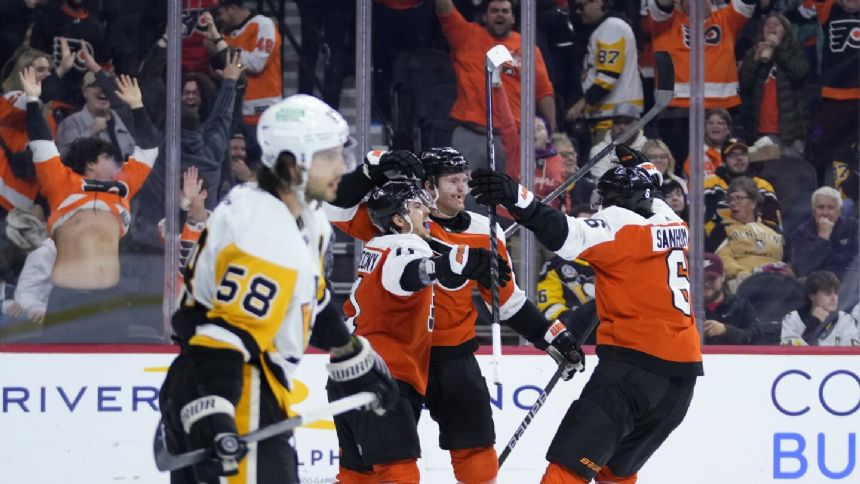 Sean Couturier's OT goal lifts Flyers over Penguins 2-1