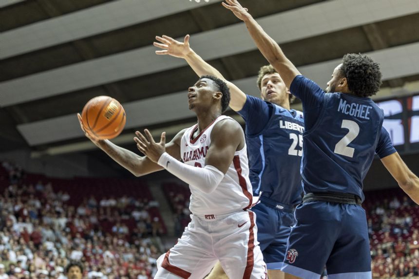 Sears, Miller lead No. 20 Alabama past Liberty 95-59