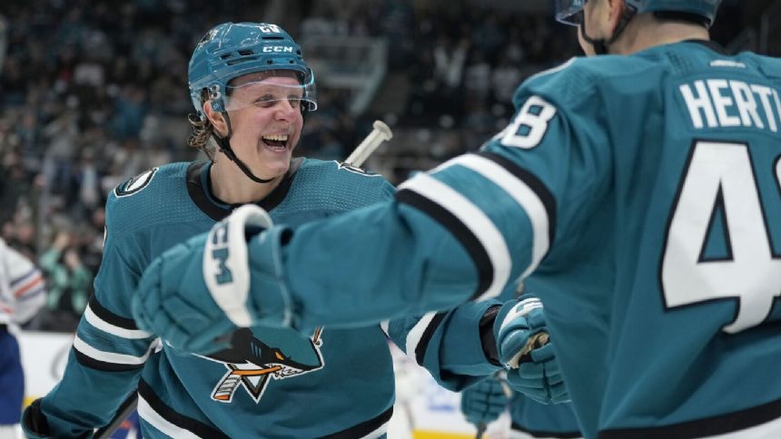 Sharks win their 2nd straight game, beating slumping Oilers 3-2