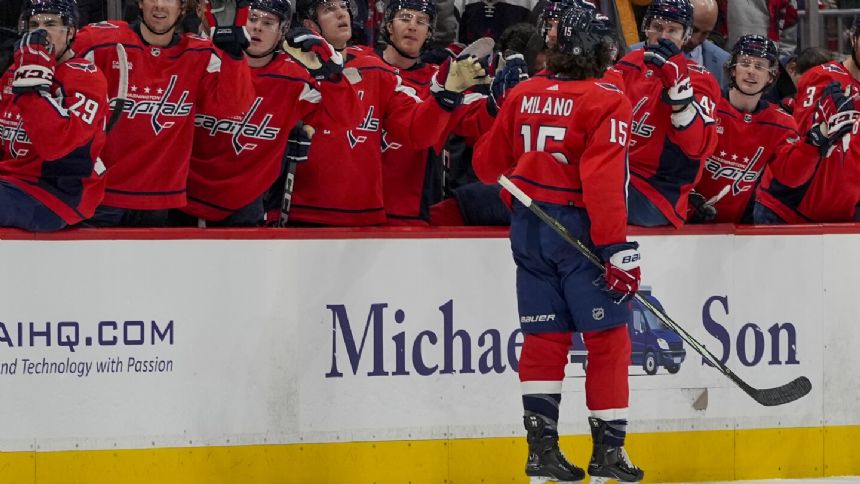 Sonny Milano has a hat trick as the Capitals beat the Hurricanes 7-6 in a shootout