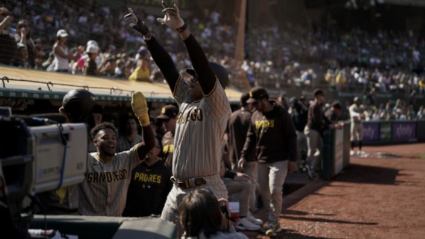 Soto's 2 homers lead Padres to 1st 4-game winning streak and 10-1 win over Athletics