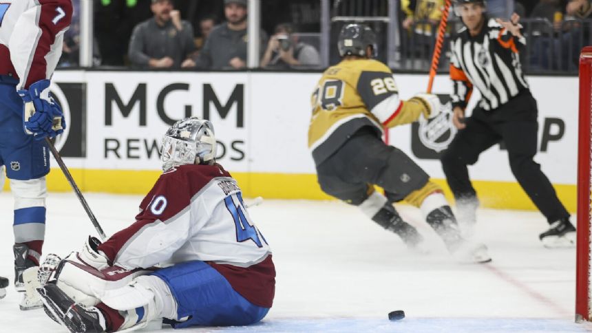 Stone has 4-point night and Hill gets shutout in Golden Knights' 7-0 romp over Avalanche