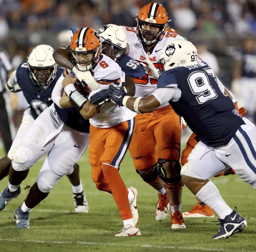 Syracuse routs UConn 48-14 to improve to 2-0