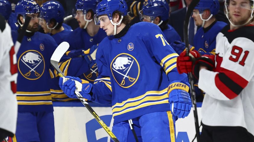 Tage Thompson's 4-goal night rallies Buffalo Sabres to 5-2 win over the New Jersey Devils