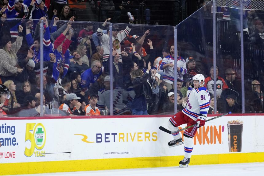 Tarasenko scores winner in OT, leads Rangers past Flyers 3-2