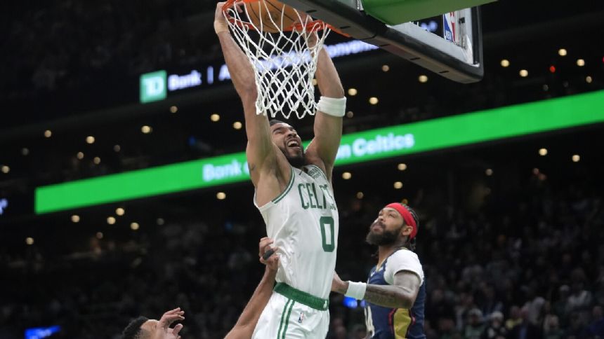 Tatum leads rally in 4th, Celtics snap 2-game home skid with 118-112 win over Pelicans