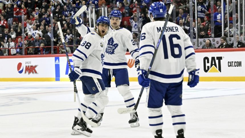 Tavares scores go-ahead goal as Maple Leafs rally from 2 down to beat Red Wings in Stockholm