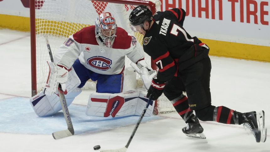 Tkachuk gets 2 goals, Batherson scores in the shootout, and Senators beat Canadiens 5-4